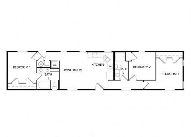 3 bed singlewide floor plan
